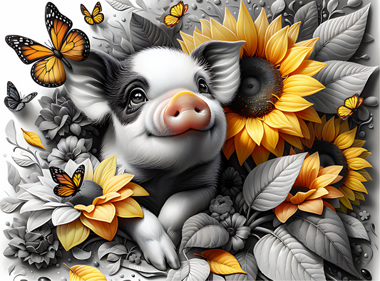 Sunflower Pig Glass Cutting Board